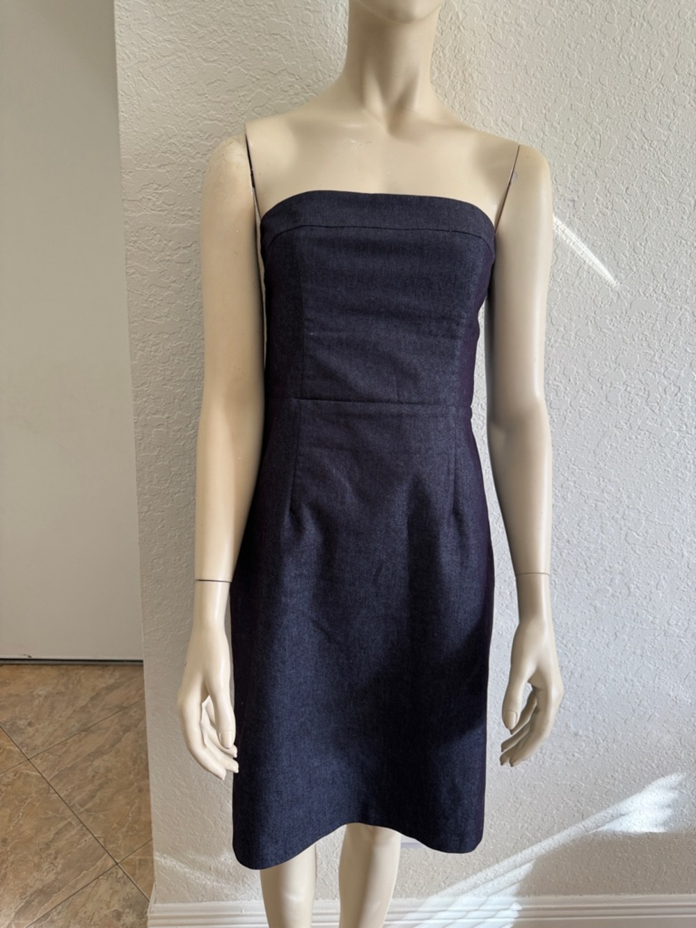 Strapless Navy Blue Sheath Dress (preowned)